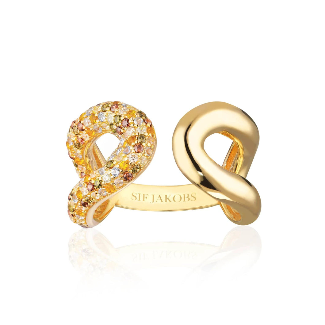 Ring Capri Due - 18K Gold Plated With Multicoloured Zirconia