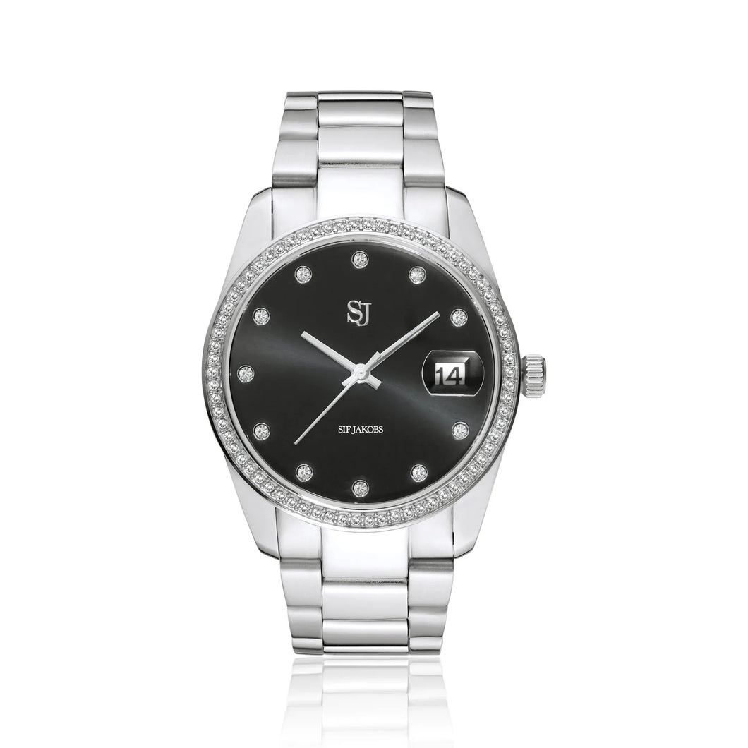 Watch Aurora - Stainless Steel With Black Sunray Dial And White Zirconia