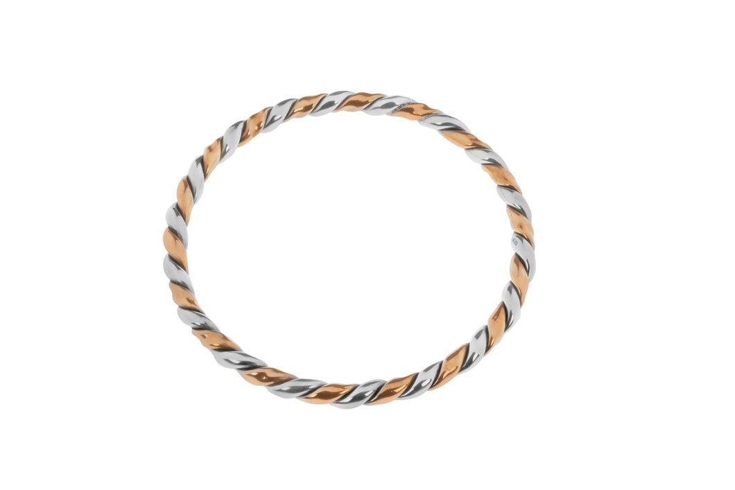 Copper And Sterling Silver Twist Bangle