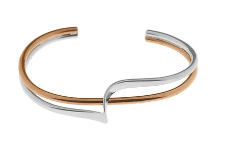 Copper And Sterling Silver Two Strand Twisted Bangle