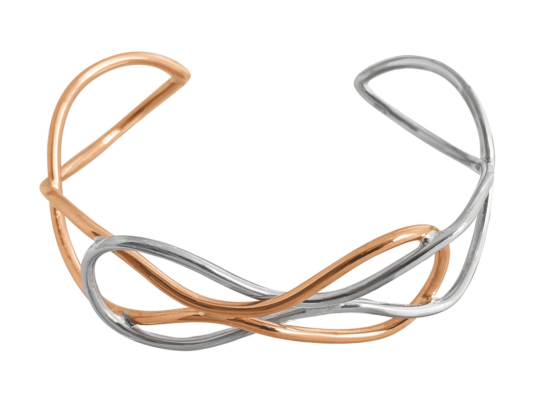 Sterling Silver And Copper Entwined Bangle