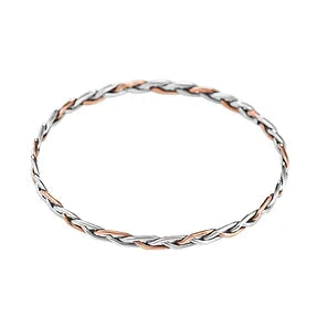 Copper And Sterling Silver Plait Bangle