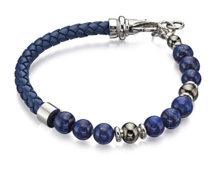 Blue Lapis Bead And Blue Leather Bracelet