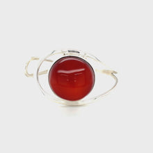Load and play video in Gallery viewer, Sterling Silver And Round Amber Cuff Bangle
