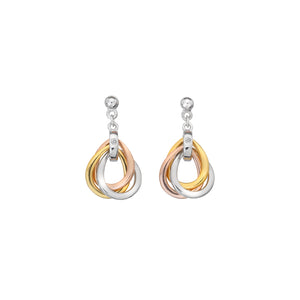 Trio Teardrop Earrings - Rose And Gold Plate Accents