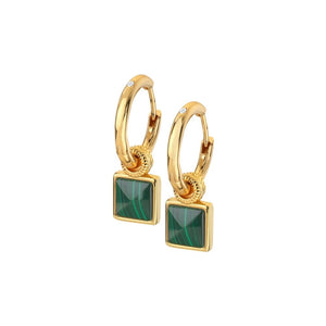 HD X JJ Revive Malachite Square Earrings