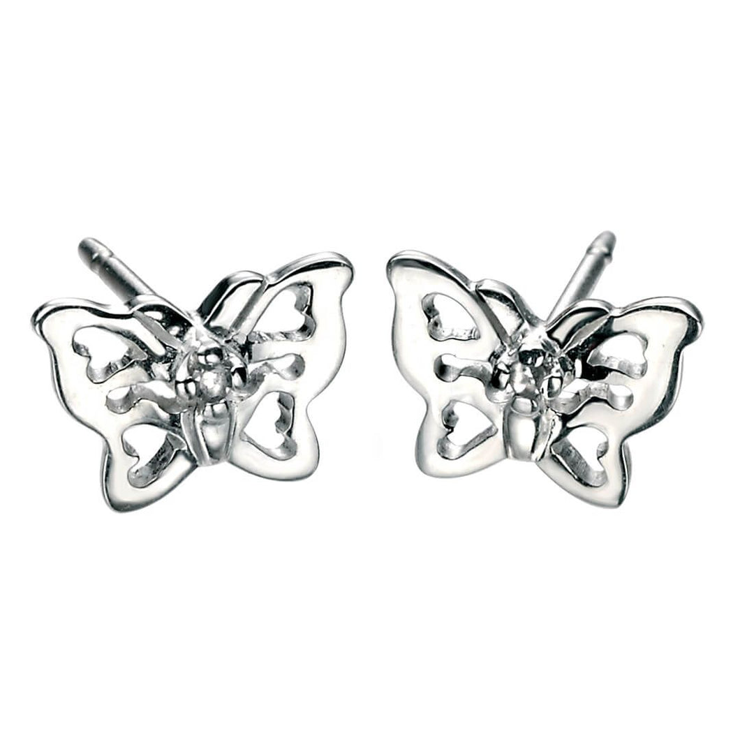 Filigree Butterfly Stud Earrings With Diamond