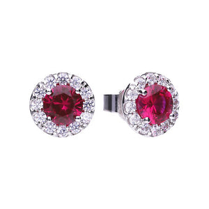 Ruby Red Coloured Solitaire Stud Earrings