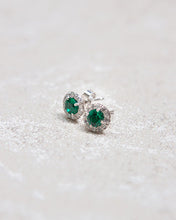 Load image into Gallery viewer, Green Emerald Coloured Round Solitaire Earrings
