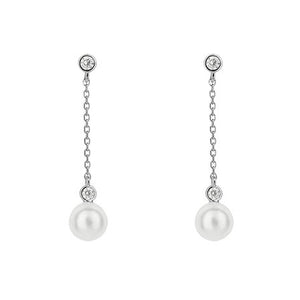 Shell Pearl Chain Drop Earrings with Diamonfire Zirconia