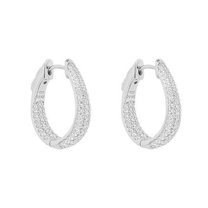 Pave Set Diamonfire Zirconia Hoop Earrings