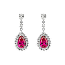 Load image into Gallery viewer, Red Diamonfire Zirconia Teardrop Earrings with Pave Surround
