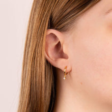 Load image into Gallery viewer, Gold Plated Hoop Earrings With Drop Cubic Zirconia
