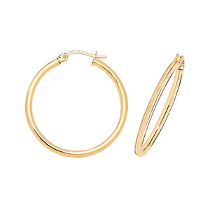 9ct Yellow Gold 25mm Hoop Earrings