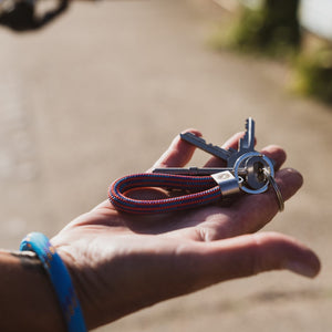 Brown Leather Steel Key Fob