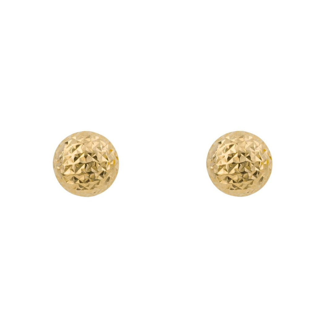9ct Yellow Gold Textured Round Stud Earrings