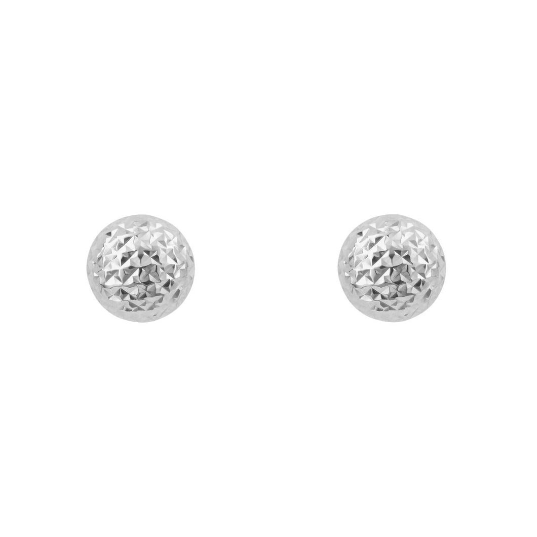 9ct White Gold Textured Round Stud Earrings
