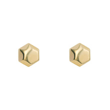 Load image into Gallery viewer, 9ct Yellow Gold Flat Hexagon Stud Earrings
