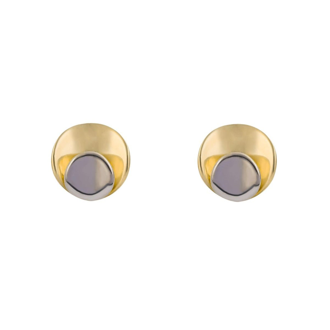 Two Tone 9ct Yellow And White Gold Stud Earrings