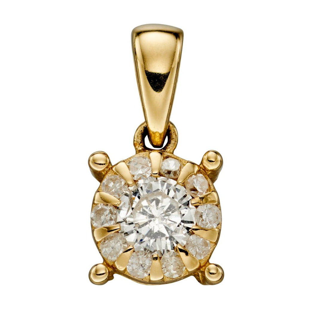 9ct Yellow Gold Birthstone Pendant - April - Diamond