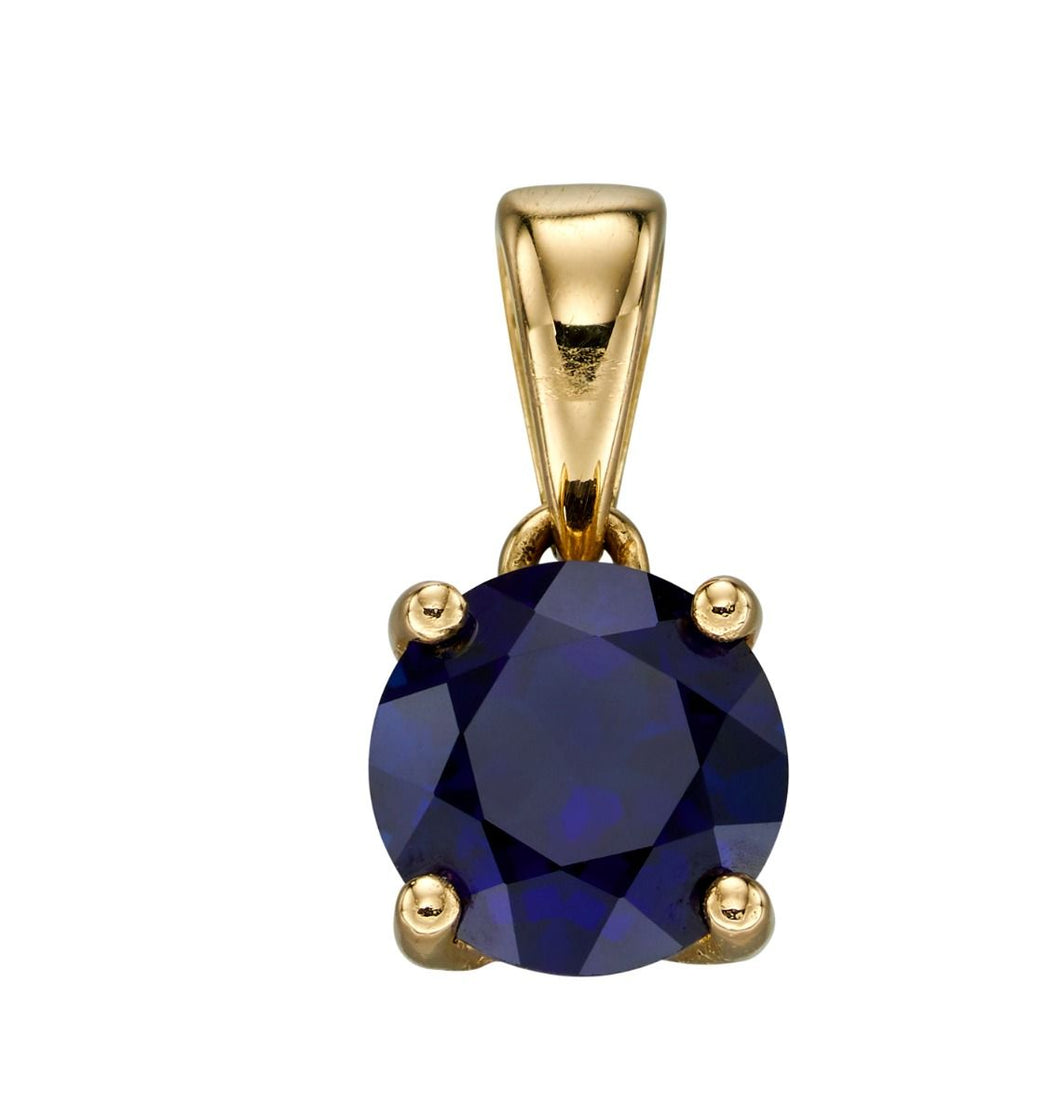 9ct Yellow Gold Birthstone Pendant - September - Created Sapphire