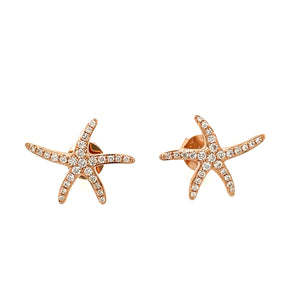 18ct Rose Gold Star Fish Earrings