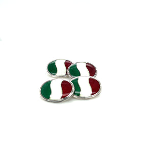 Sterling Silver And Enamel Italian Flag Cufflinks