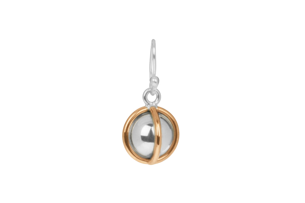 Sterling Silver And Copper Ball Earrings