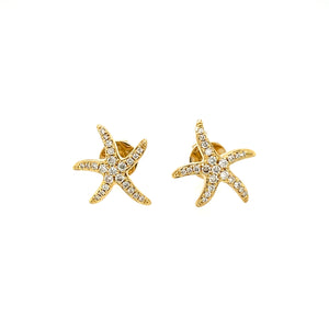 18ct Yellow Gold Star Fish Earrings