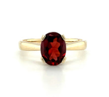 Load image into Gallery viewer, 9ct Yellow Gold Oval Faceted Garnet Claw Setting Ring
