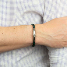 Load image into Gallery viewer, Reborn Black And Forest Green Plaited Recycled Leather Bracelet
