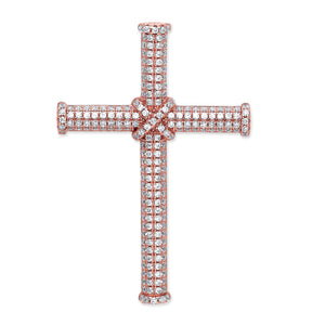Rose Gold Coated Sterling Sliver Cross With Cubic Zirconia