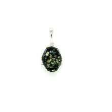 Load image into Gallery viewer, Sterling Silver Green Amber Pendant With Ornate Setting
