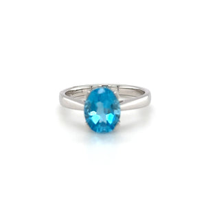 9ct White Gold And Swiss Blue Topaz Ring