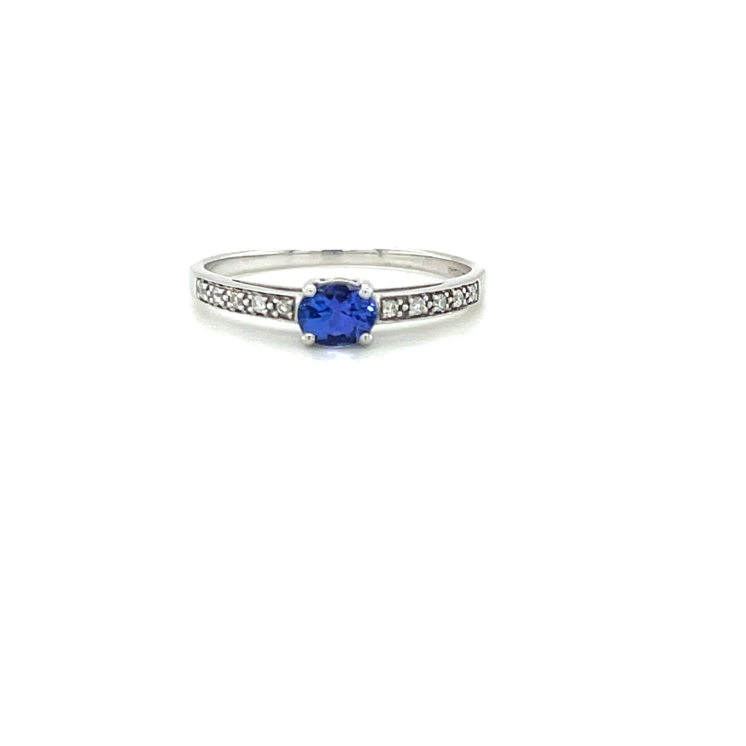 9ct White Gold Tanzanite And Diamond Ring