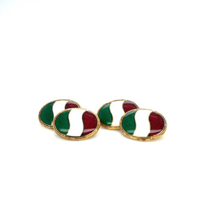 Yellow Gold Plated Sterling Silver And Enamel Italian Flag Cufflinks