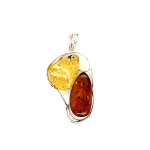 Sterling Silver Two Colour Amber Pendant