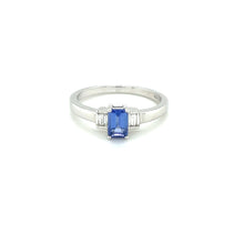 Load image into Gallery viewer, 9ct White Gold Tanzanite And Diamond Three Stone Ring
