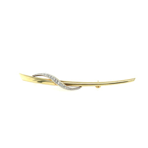 9ct Yellow And White Gold With Cubic Zirconia Brooch