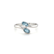 Load image into Gallery viewer, 9ct White Gold Cross Over Style Aquamarine Ring
