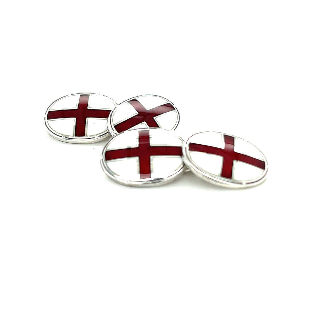 Sterling Silver And Enamel St George's Cross Cufflinks