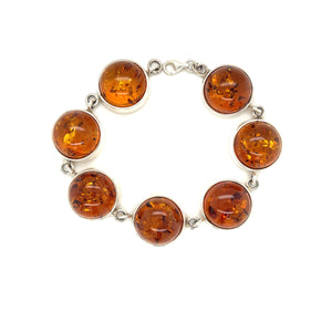 Sterling Silver And Seven Stone Amber Bracelet