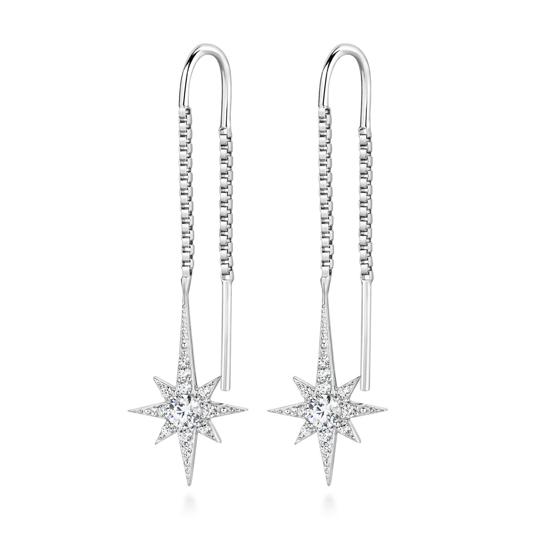 Star And Box Chain Drop Earrings