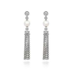 Pearl Drop Earrings With Tassel