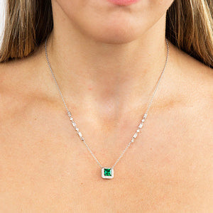 Art Deco Style Emerald CZ Pavé Necklace