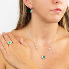 Load image into Gallery viewer, Art Deco Style Emerald CZ Pavé Necklace
