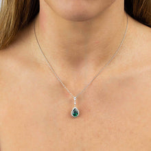 Load image into Gallery viewer, Green Zirconia Teardrop Necklace with Pave Surround
