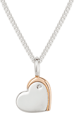Load image into Gallery viewer, Recycled Silver Heart Necklace With Rose Gold Plated Detail And Diamond
