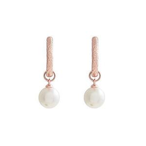 Antique Pearl Charm Hoops Rose Gold