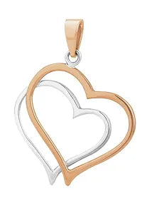 Silver And Copper Open Heart Design Pendant